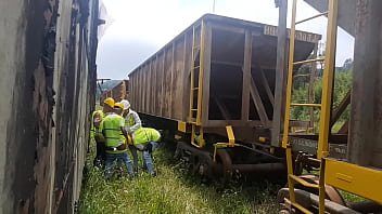 The workers went hard at lunchtime &mdash;  they fucked their passive colleague and gave him lots of milk for dessert