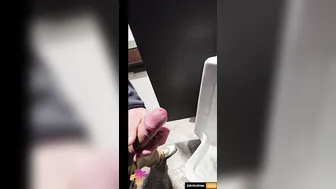Canadian twink Johnny Holmes Jr. jerks huge cock in busy airport bathroom