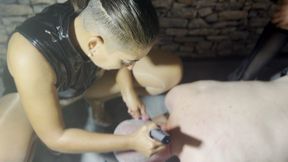 Shaving the prisoners head Mistress Zeida Mistress Roberta from OWK