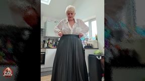 White Shirt, Pleated Skirt and Stockings