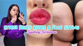 Stress Relief Kisses & Face Sitting - Your Wife Sydney Screams is Stressed About Work But Has a Few Minutes to Use Your Face for Her Pleasure - POV Kissing, POV BBW Face Sitting - HD 1080 MP4