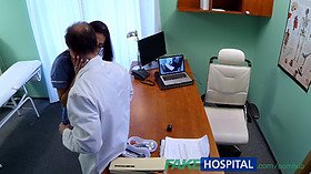 Eveline Dellai gets her shaved pussy filled with hot cum after a wild hospital visit