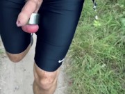 Swinging DICK as I walk Outdoors in Slow Motion ** Ball Strecher ON **