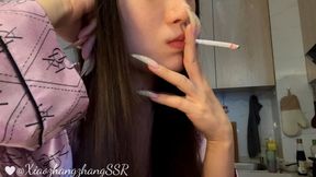 Smoking with my Long Natural Nails