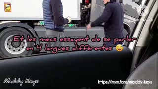 100% real - french slut offers to an unknown truck driver a free blowjob