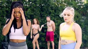 ”Big ass ebony MILF has a bi sex foursome with Girlfriend & neighbors”