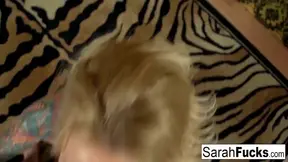 Blonde bombshell Sarah Jessie blows the cameraman