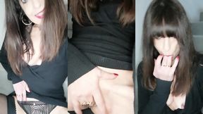 caresses dans mes escaliers d immeuble en mini-robe et bas. impatiente de ta ...