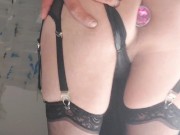 Black PVC Sissy Sub Slut Katiekinkxgirl Shows Off Her Buttplug - Amateur Gay Anal Croasdresser Toy