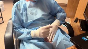 Piss Test with Surgical Gloves and Huge Cumshot