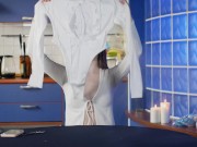 Trying on a chic sexy bodysuit and blue lingerie - Unpacking Gifts from the Past - ArinaFox