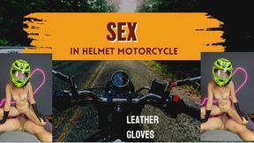 sex in helmet motorcycle and leather gloves