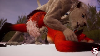 Furry girls fuck big cock outdoors in wild life sex