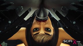 Super sexy brunette gets fucked by humanoid robot shemale: a sci-fi sex machine
