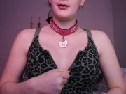 Boobs Tease with dog dildo