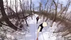 Winter Couples enjoy Big Tit Snowball Fights!