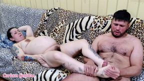 curious goddess - hot pregnant blonde big ass small tits masturbating wanting to give her hairy pussy sitting on her neighbor s big dick footjob cum feet part 2