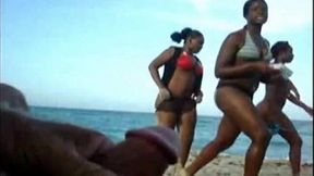 Turned on amateur pervert keeps jerking himself on the public beach