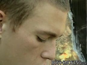 18yo smoker Yuri jerks off before shooting jizz hard