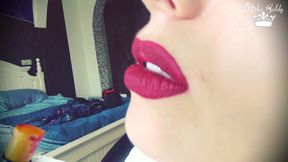 Smoke from dark red big lips