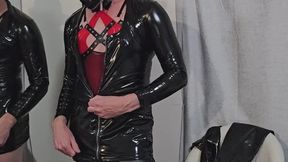 Work Strip 4 Black Latex dress skirt boots red