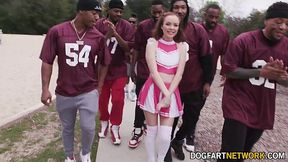 BBCs for petite cheerleader Aliya Brynn in Interracial Gangbang
