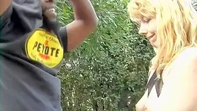 Young fella with big black cock drilling pussy of an old blonde slut