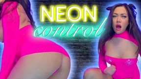 Neon Control: The Princess Luxy tightens Cum control in a skin-tight Neon pink bodycon dress, Edging mercilessly until your Release collapses