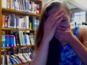 Teen horny in library