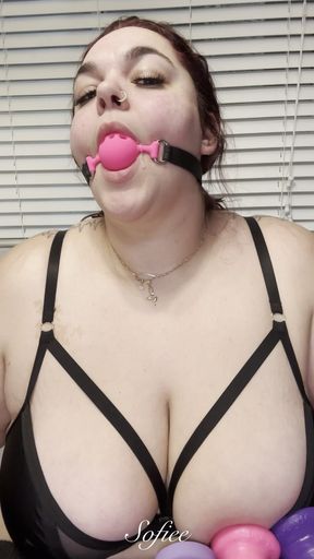 Big Tits, Lots of Spit & a Ball Gag Solo Fun