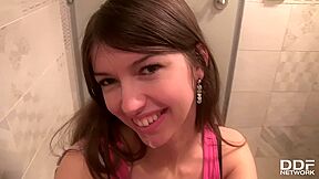 Naughty Babe Goes With Stranger For Toilet Blowjob While Shopping - Susan Ayn