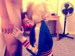 Harley Quinn Crossdresser Blowjob and Swallow