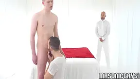 Ethan Tate - Order To Become A Member Of The Mason Brotherhood, Twink Has To Get Fucked By Two Older Men During A Bizarre Masonic Ritual! 8 Min
