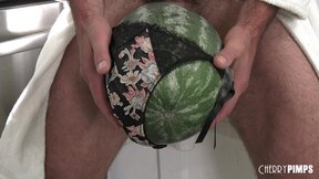 Horny Blonde Hawaiian Gizelle Blanco Catches Her Husband Fucking A Watermelon