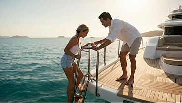 beautiful young blonde Argentinian girl sails along the coast and meets a millionaire on a luxurious yacht - porn in Spanish - audio in Spanish - ai porn