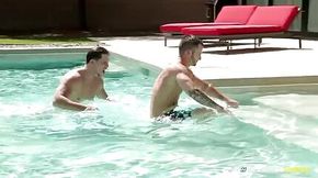 Str8 Buddies Enjoying Pool And Cocks