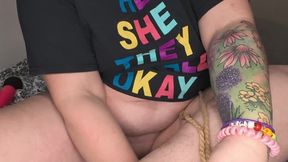 Bound legs masturbation