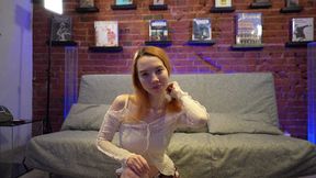 emily murr redhead babe strips & finger fucks pussy in selfie