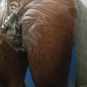 Small cock man taking shower