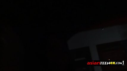 POV sex with a petite Asian teen and a horny backpacker.