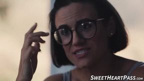 Big tits Romi Rain rides dick in a strap on with hot Penny Barber