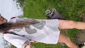 Very Hairy and Totally Naked Wife Shows Off Her Perfect Ass in Nature Selfie