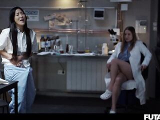 T-girl Scientist Gets Lab Infection and Grows Shemale hentai Wang - Oriental Trans Screws All Natural Russian Angel Creampie