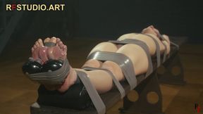 Thea - Helplessly Taped to the Bench for Automatic Barefoot Tickling (FULL HD MP4)