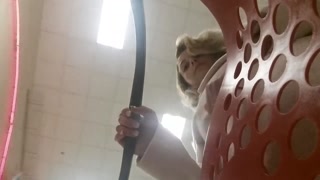 blonde almost naked shopping public upskirt