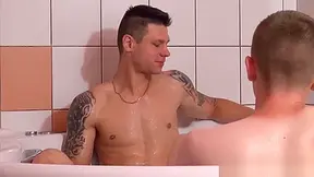 Bathing Kinky Twink Cums After Jerking