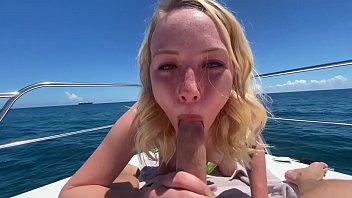 Youn hot teen Dixie Lynn gives dee-throat and tight pussy to Original MILF Hunter on boat