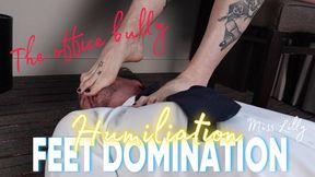 Miss Lilly, The CEO, Bullies The Pathetic Office Boy. Ignored Under The Table. Slaps And Spits On His Face. Humiliation And Feet Domination!