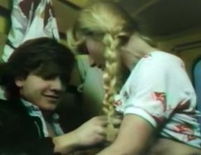 Sweet and sexy French young chicks in the bus starting groupsex