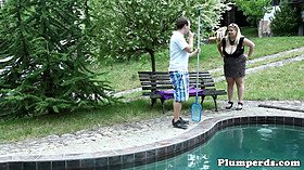 Real BBW dominates her poolboy